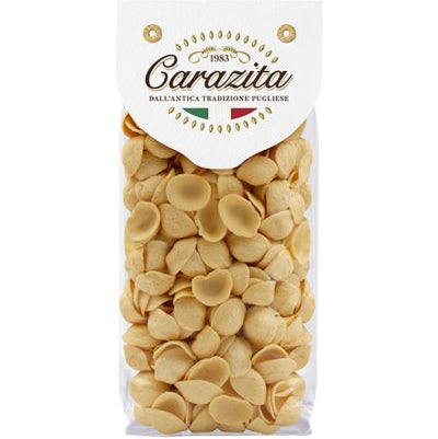 Bag of Garazita pasta with a white label on a white background