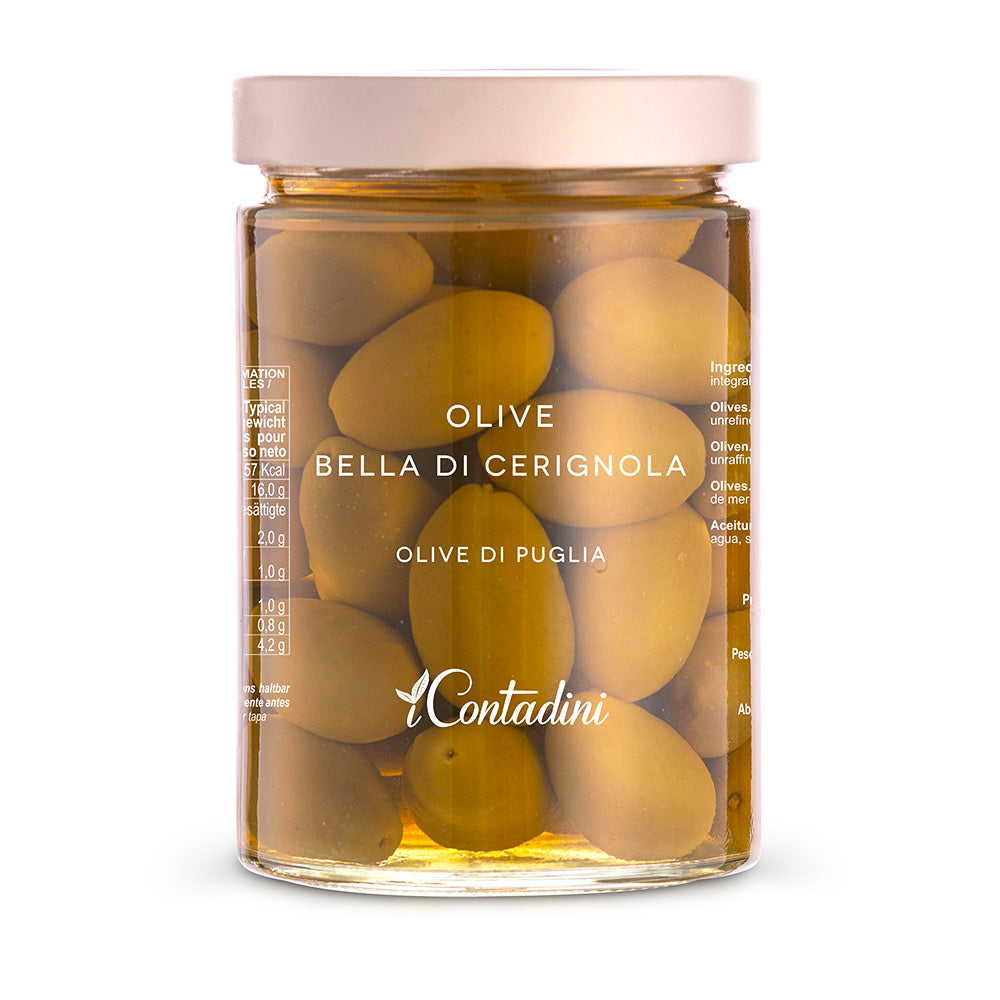 Bella di Cerignola Olives in Brine - 550g Jar - Giant Italian Green Olives