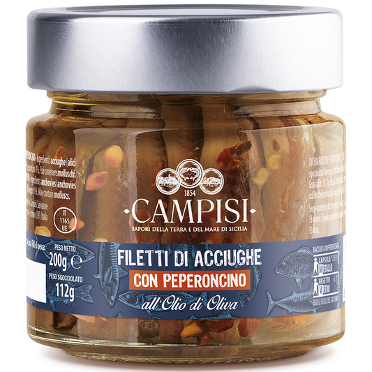 Jar of Campisi brand pickled products on a white background